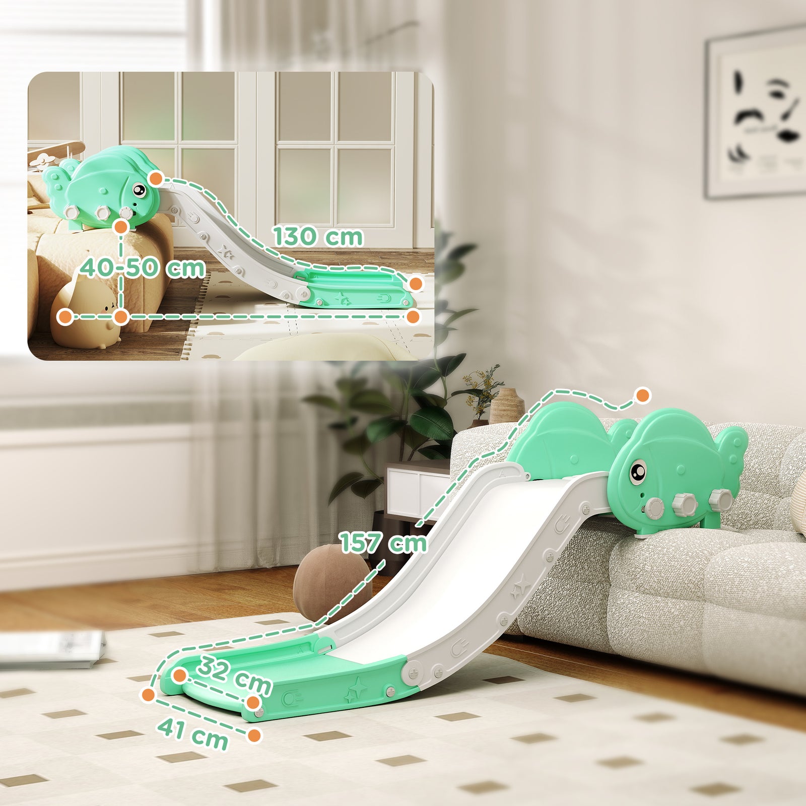 Kids Sofa Slide, Toddler Slide With 130cm Extended Length, For Sofa, Bed, Stairs