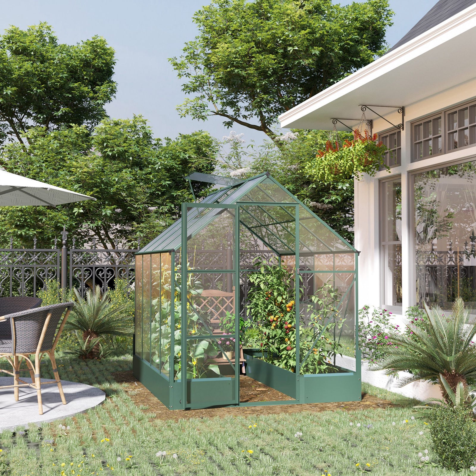 Walk-in Polycarbonate Greenhouse - 6x8ft