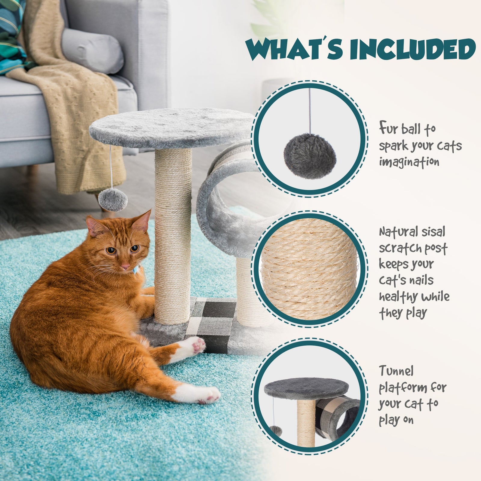 Cat Scratch Post With Bed And Tunnel