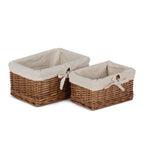 Wicker Set Of 2 Autumn Double Steamed Willow Tray With Lining