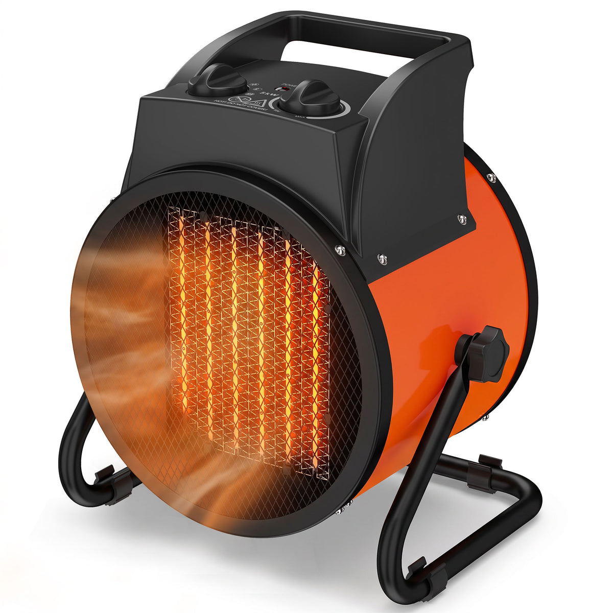 Industrial Fan Heater With Tilting, Adjustable Thermostat | 5000w | Orange