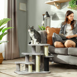 Cat Tree 2 In 1 Pet Stairs W/ Scratching Tickling Post, Light Grey