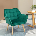 Velvet-feel Accent Chair With Arms Slanted Back Wood Legs | One Size | Green