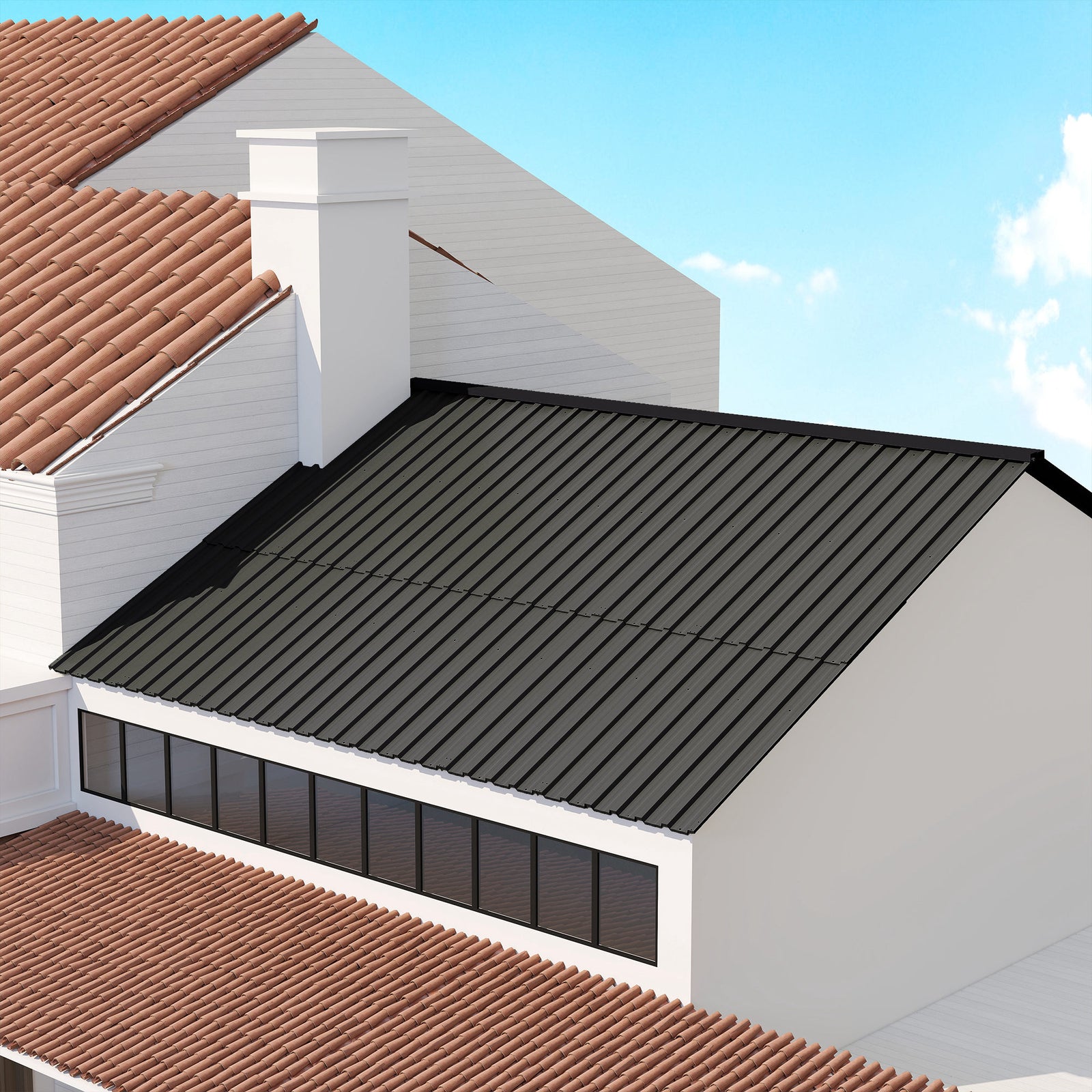 Pack Of 12 Metal Roofing Sheets For Greenhouse | Black