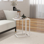 C Shape Side Table W/ Wood-effect Top | White