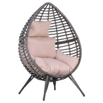 Rattan Wicker Teardrop Chair Lounger Soft Cushioned Patio | Beige