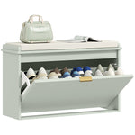 Shoe Storage Bench With Cushion And Flip-drawer | Medium | Green