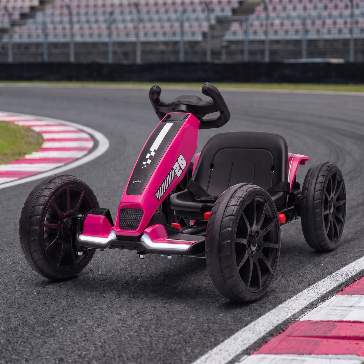 Electric Go Kart For Kids With Dual Motors, Adjustable Seat | Pink