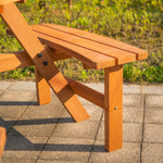 6 Person Fir Wood Parasol Table Bench Set