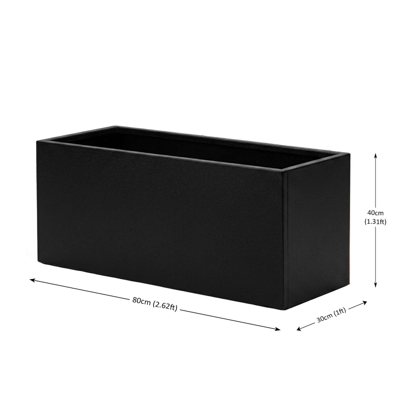 Nicoman 80cm Galvanised Matte Black Trough Planter