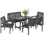 5pc Patio Dining Set Wooden Table And Chairs W/ Umbrella Hole