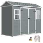 8 X 4 Ft Resin Garden Shed With Floor, Lockable Doors | Light Grey