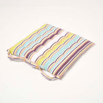 Striped Seat Pad With Button Straps 100% Cotton, 40 X 40 Cm | Set of 4 | Osaka Green