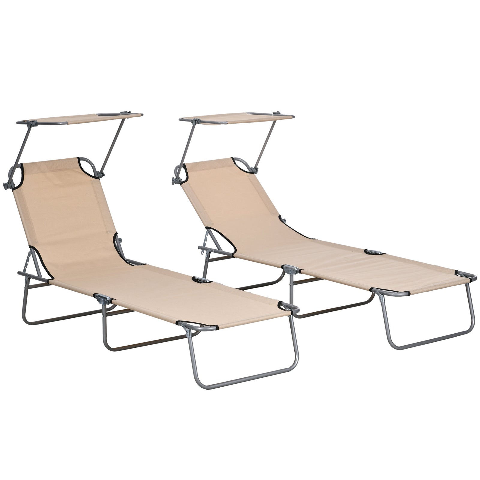 Reclining Sun Lounger Folding Recliner Garden Chair | Set of 2 | Brown