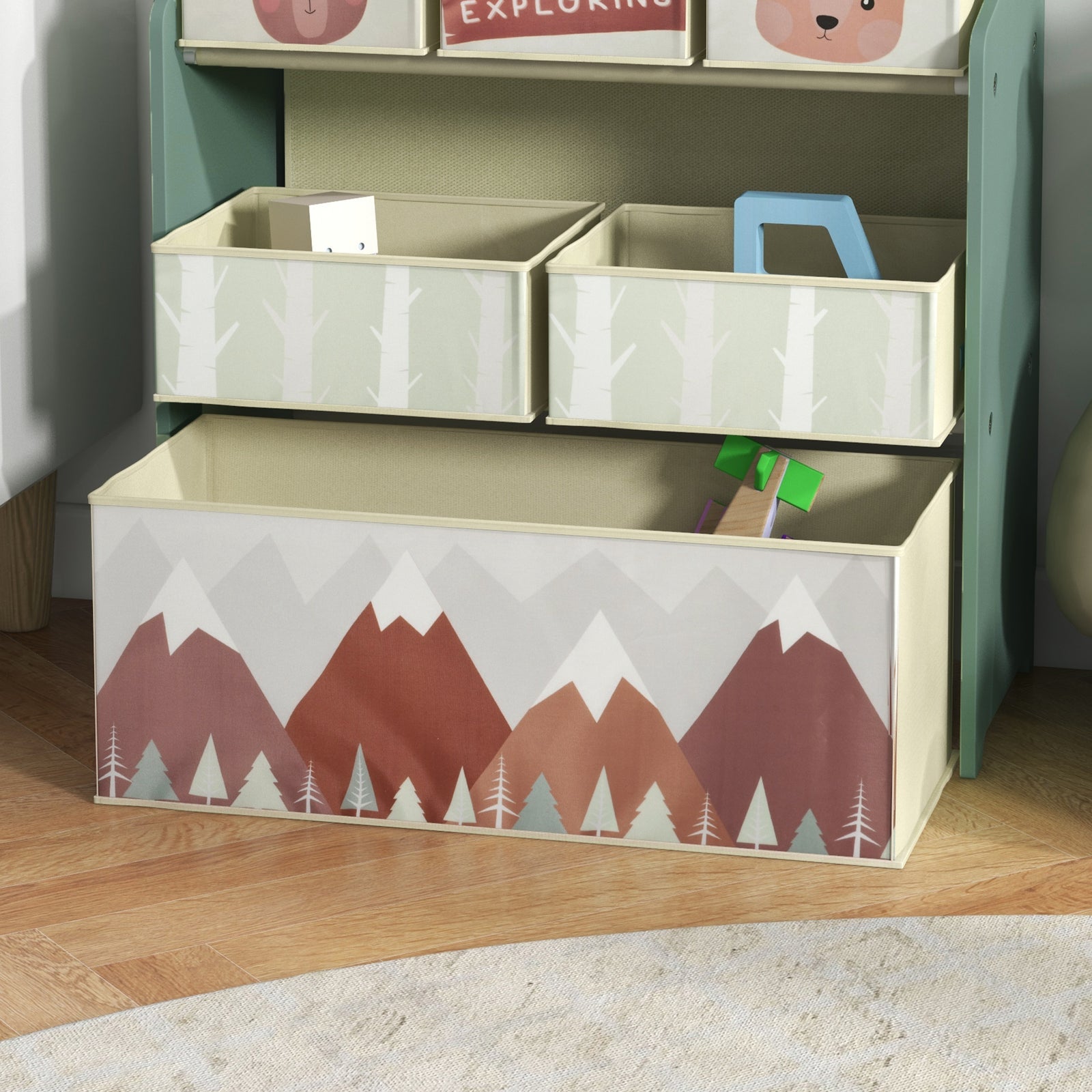 Kids Storage Units With 6 Boxes, Childrens Toy Storage Organiser | Green