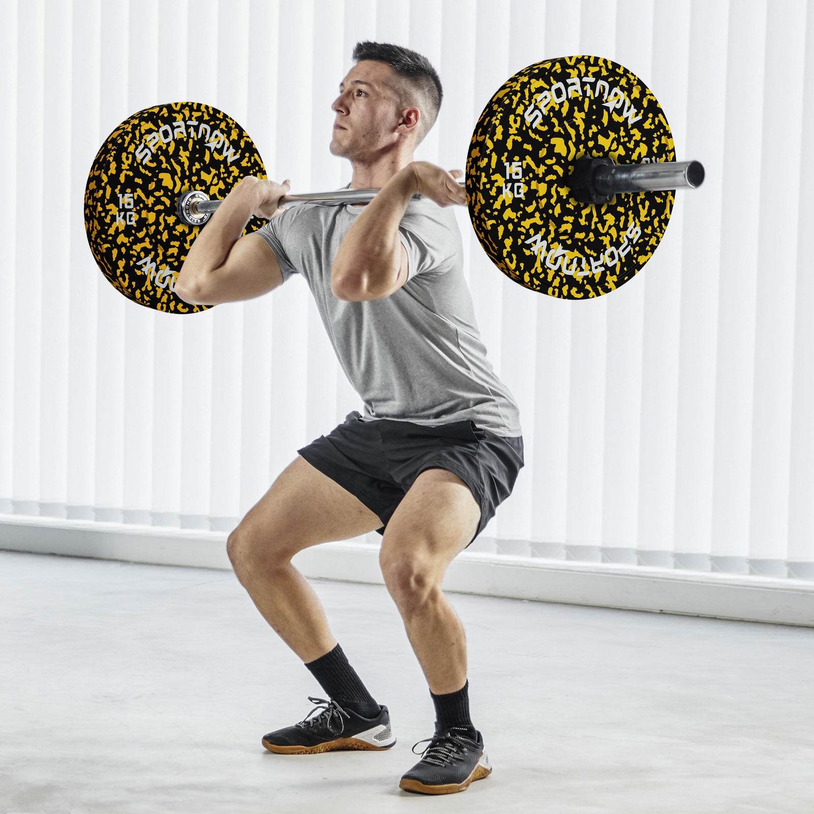 Olympic Weight Plates Set, Solid Rubber, 2x15kg, 2"/5cm Hole | Yellow