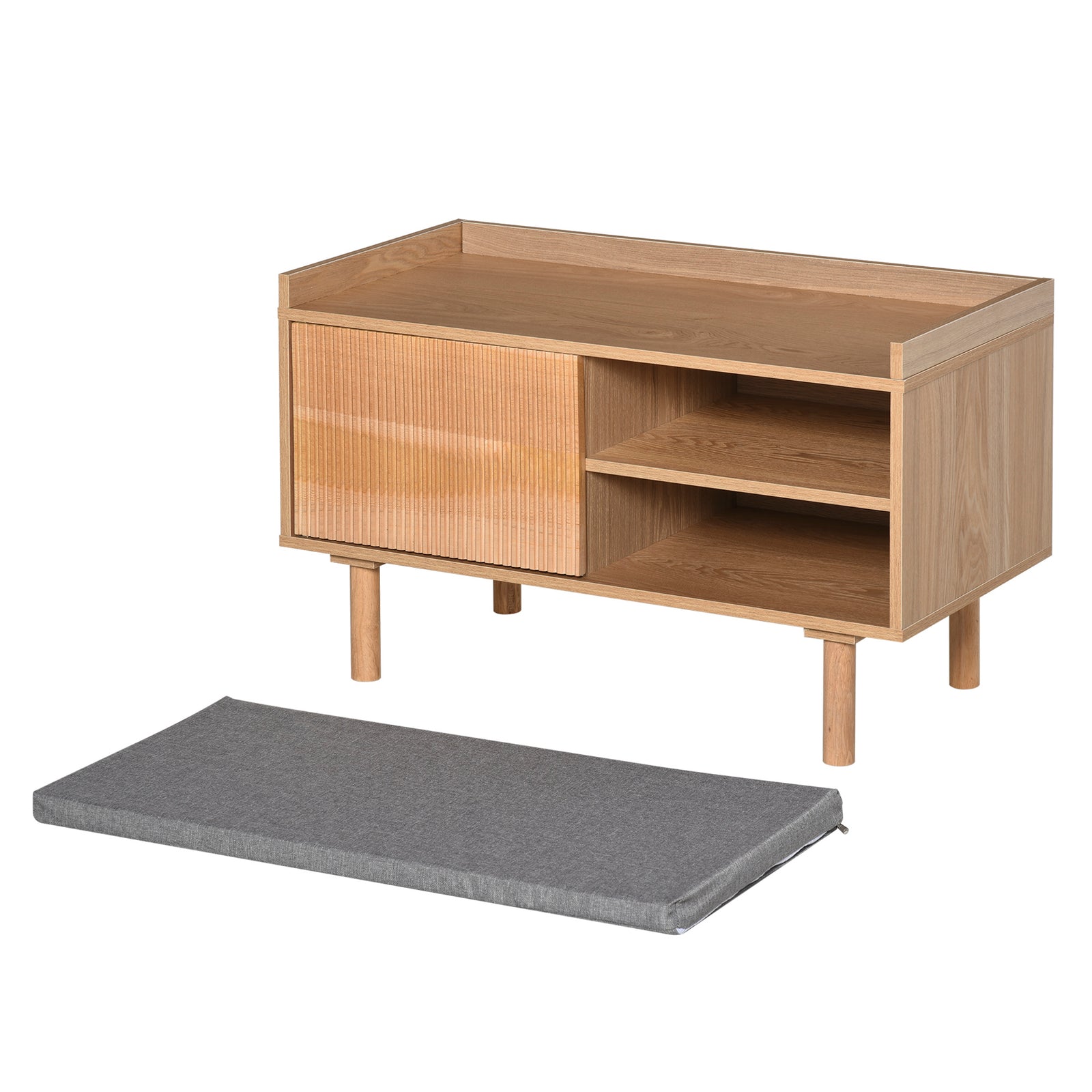 HOMCOM Shoe Bench Entryway Storage Organizer W/ Cushion