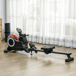 Foldable Water Rowing Machine With Wheels And Lcd Monitor | Black