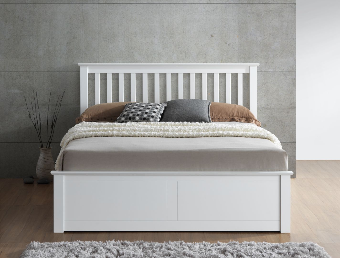 Malmo Wooden Ottoman Bed | Double | White