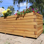 Pine Wooden Trough Planter With Feet | 180cm x 42cm x 38cm | Brown