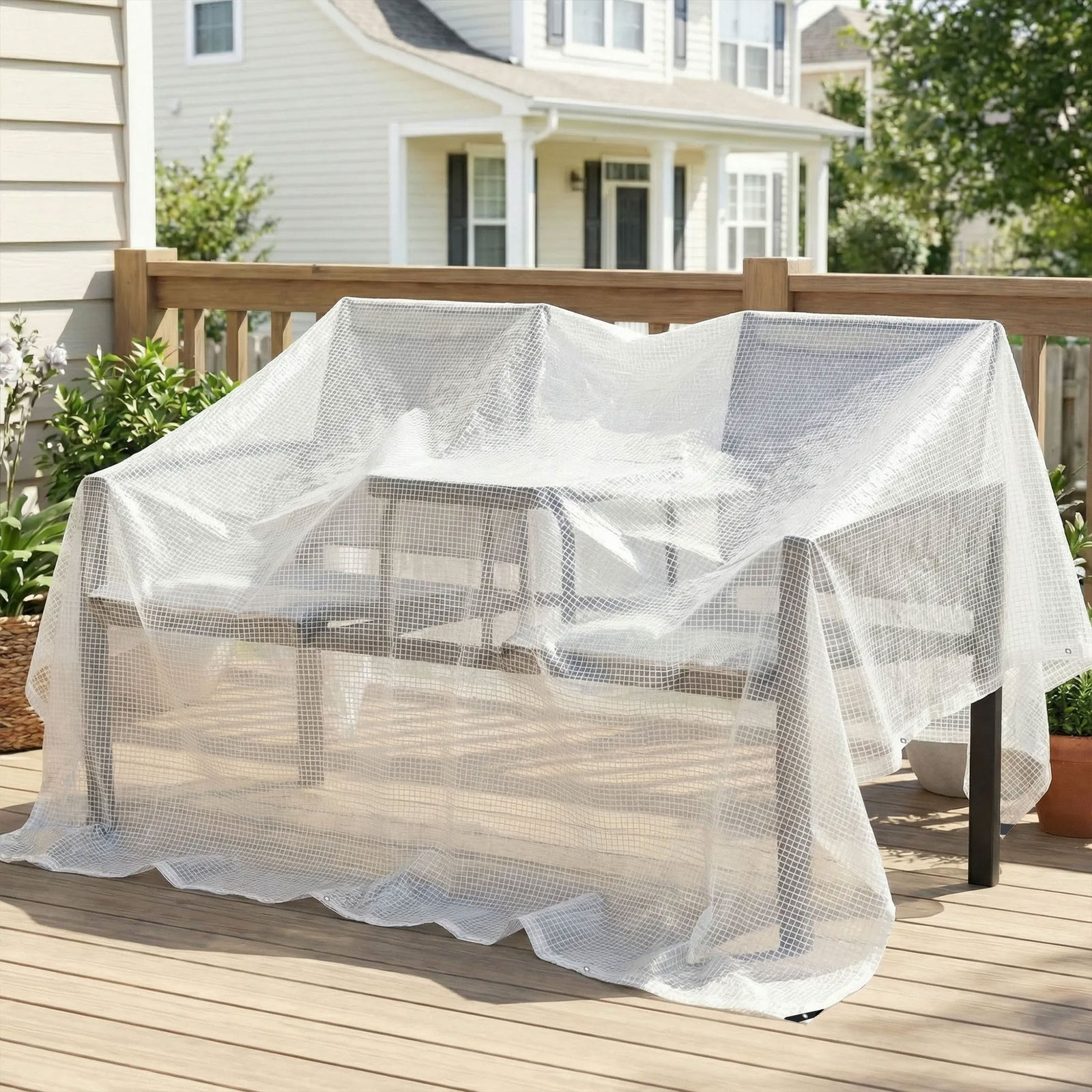 Waterproof Tarpaulin, 140gsm Tear-resistant Pe Tarp | M | White