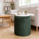Round Storage Ottoman With Removable Top | Green