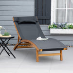 Wooden Sun Lounger W/ Adjustable Back - Black