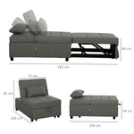 4-in-1 Pull Out Sleeper Chair Bed With Pockets | Grey