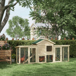 Pawhut Wood Chicken Coop Hens Cage Poultry House With Nesting Boxes Run