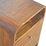 Solid Wood Chestnut Curve 2 Drawer Bedside