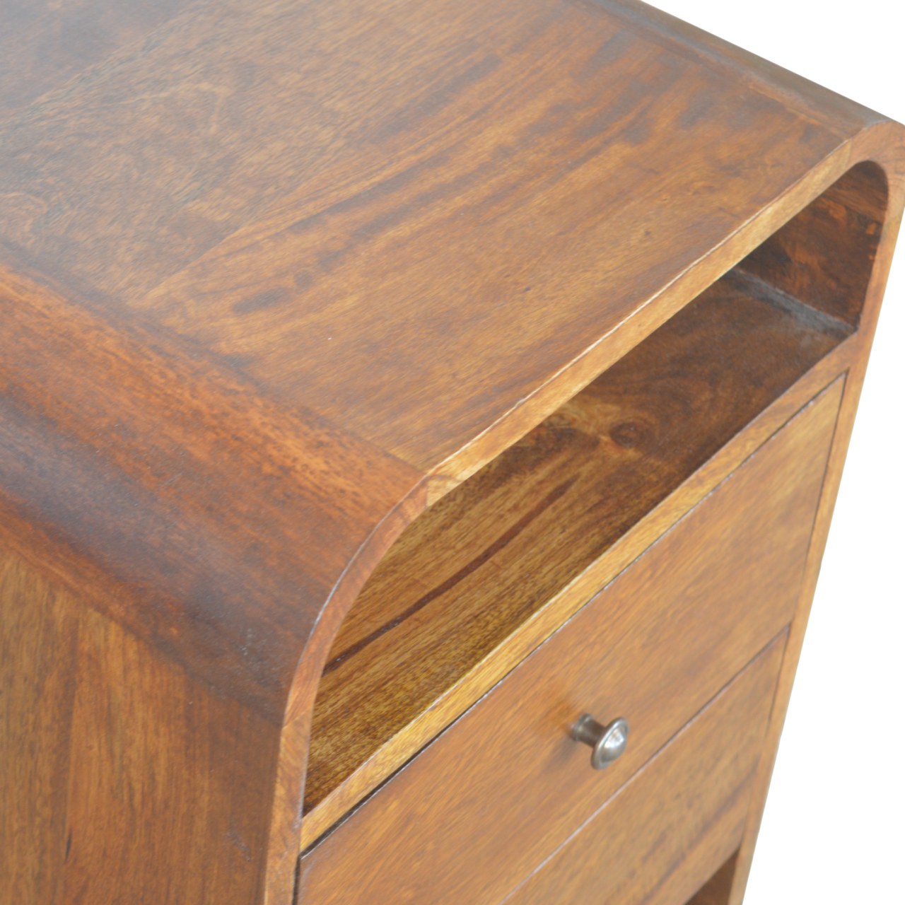 Solid Wood Chestnut Curve 2 Drawer Bedside