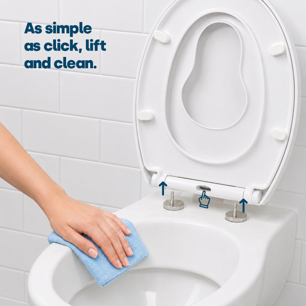 Livivo Soft Close Family Toilet Seat - Oval White With Quick Release Button For Easy Cleaning