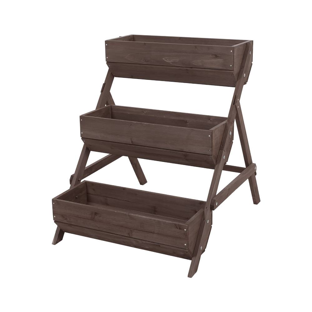 3-tier Wooden Planter Box With Drainage Holes | Brown