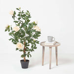 Artificial Peony Tree In Black Pot, 100 Cm Tall | 100cm | Orange