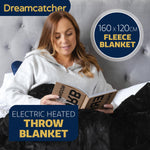 Sherpa Fleece Electric Heated Throw Over Blanket Double Polyester 160cm X 120cm | L | Black