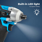 21v Cordless Brushless Impact Driver 2 Battery 1/4" Electric Wrench | Blue