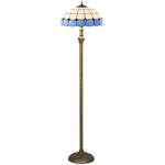 Floor Lamp With Handcrafted Stained Glass Shade, Vintage Standing Lamp | Blue