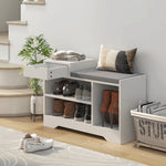 Upholstered Entryway Shoe Bench With Storage Drawer | One Size | White
