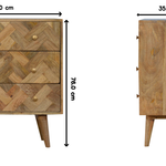 Artisan Furniture Solid Mango Wood 3 Drawer Zig-zag Patterned Patchwork Chest