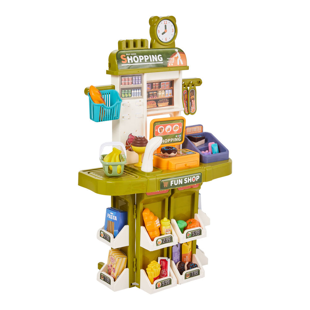 Children Pretend Supermarket Shopping Playset 38pcs Toy Accessory Set | Green
