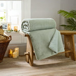 Burghley Extra Soft Faux Fur Throw 130x170cm – Chevron Pattern Decorative Blanket | 130cm x 170cm | Green