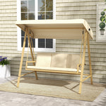 3 Seater Garden Swing Chair W/ Adjustable Canopy And Cushion | Beige