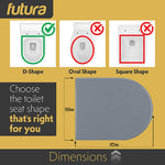Toilet Seat Soft Close D Shape, Premium Thermoplastic, Quick Release, Top & Bottom Fixings | Grey