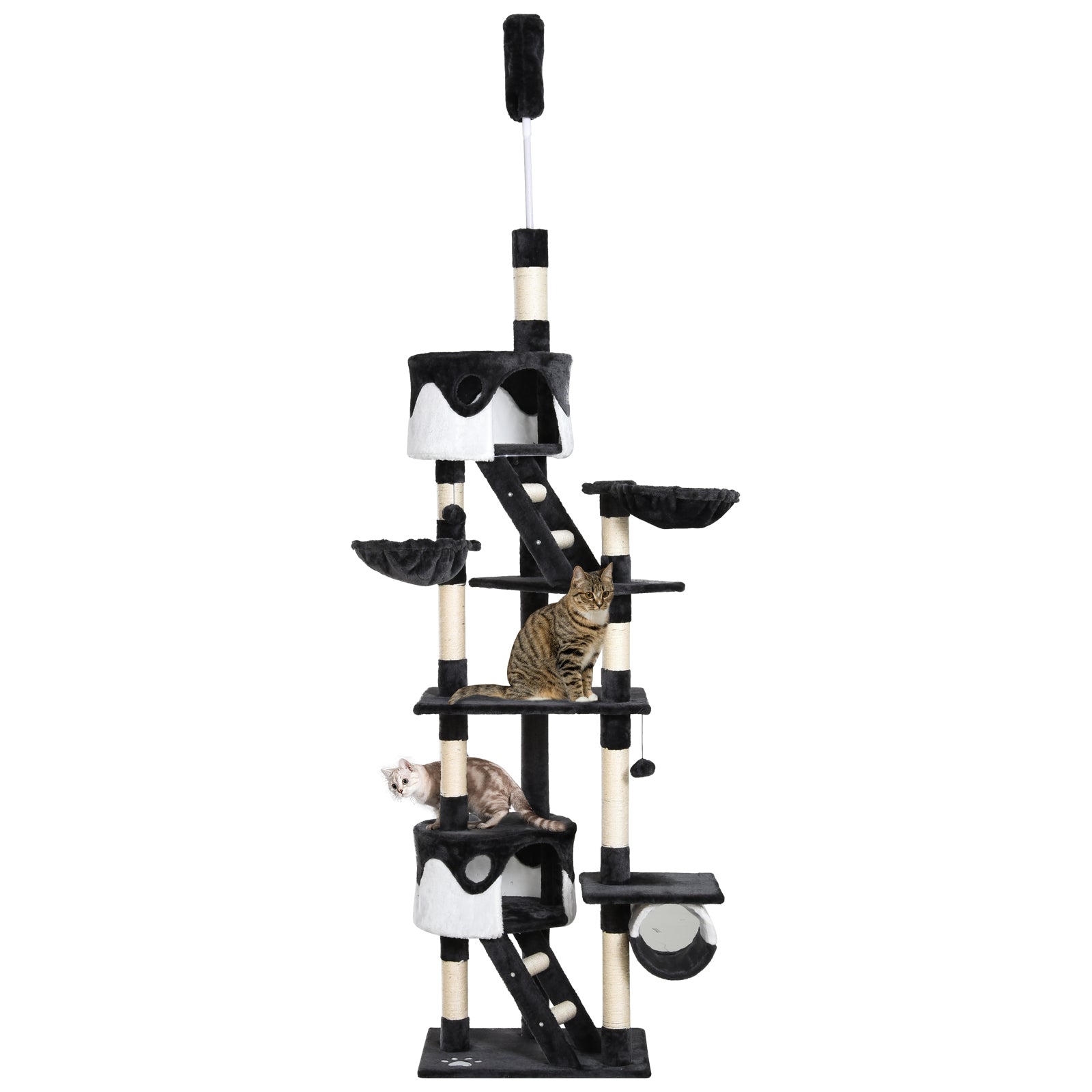 240-260cm Floor To Ceiling Cat Tree With Scratching Posts | White