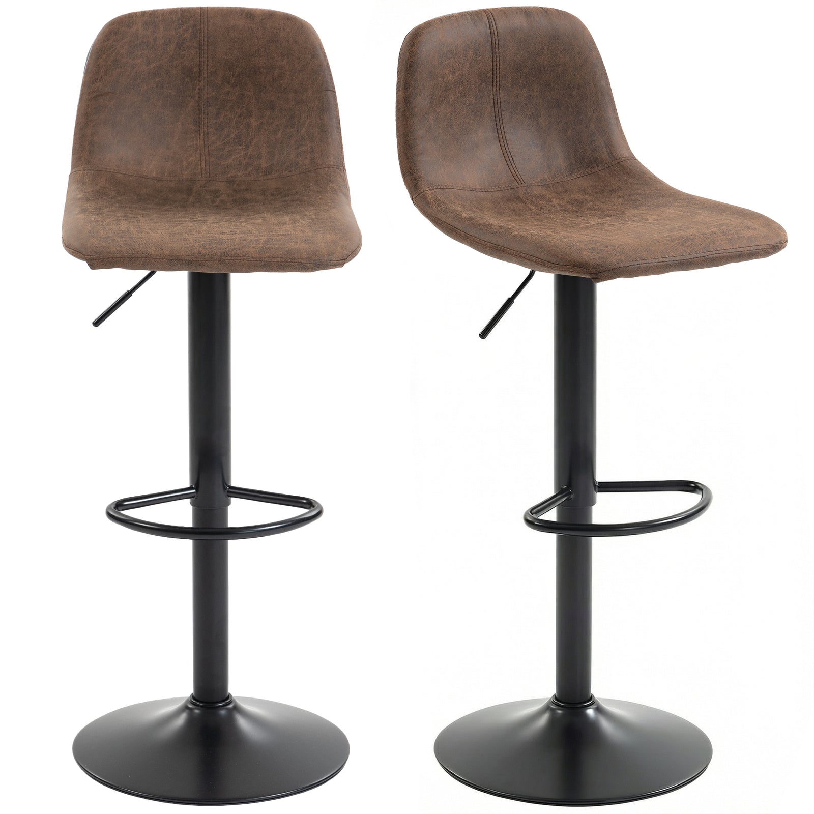 Bar Stools Set Of 2, Modern Swivel Barstools For Dining Room | Brown