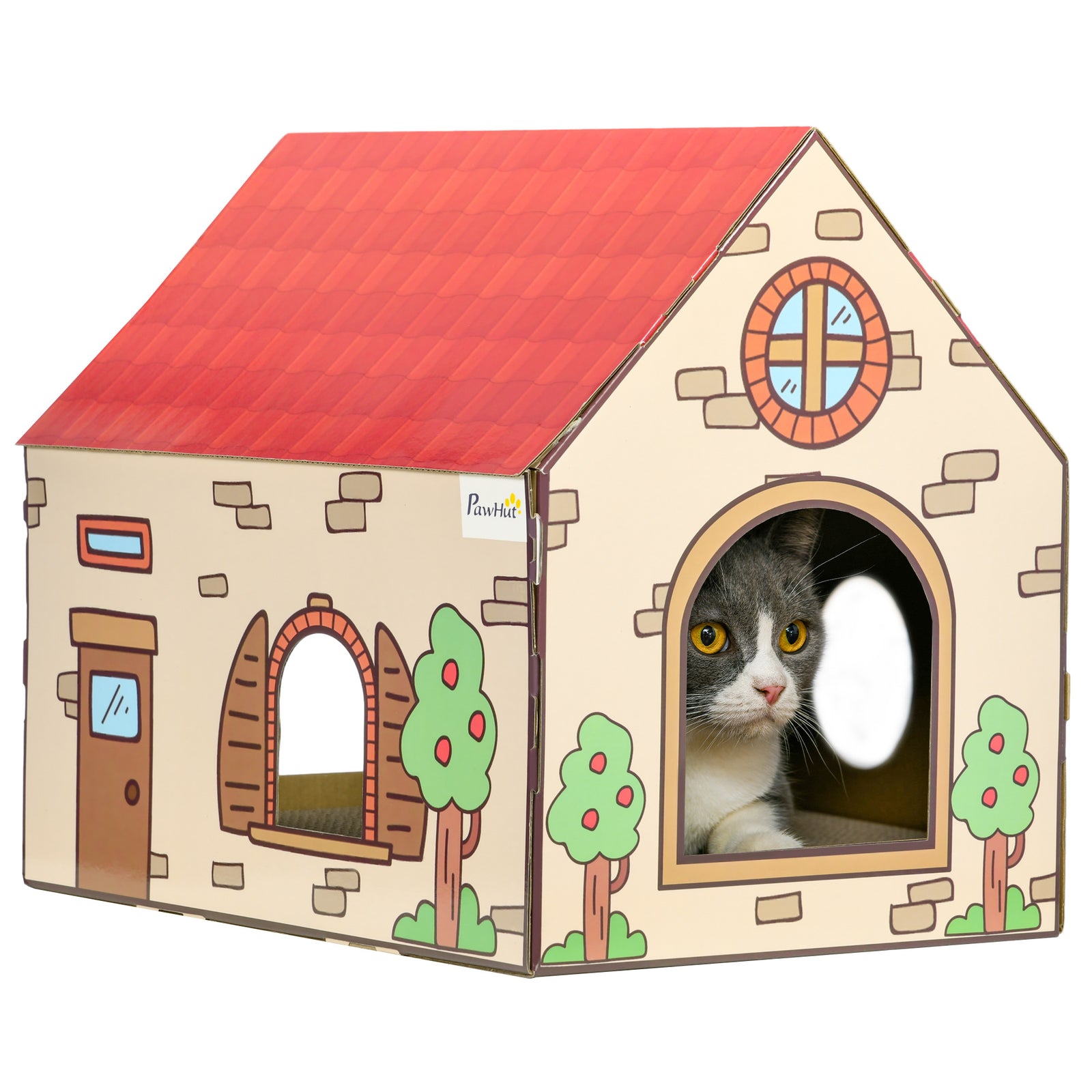 Cardboard Cat House, Recyclable Corrugate Scratcher For Indoor Cats