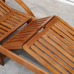 Garden Wood Sun Lounger W/ Adjustable Footrest