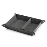 Black Valet Tray Organiser Leather Foldable Storage For Everyday Items