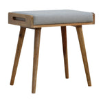 Solid Mango Wood Grey Tweed Tray Style Footstool