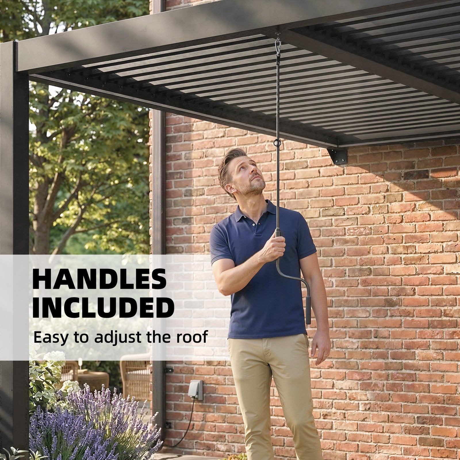 Outsunny 3 X 3 M Louvered Pergola With Led Lights, Metal Louvres, Dark Grey
